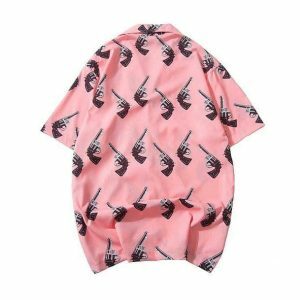 Vaporwave Aesthetic Pink Gun Shirt - Y2K Fashion & Coquette Style