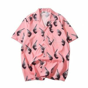 Vaporwave Aesthetic Pink Gun Shirt - Y2K Fashion & Coquette Style