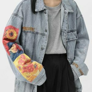 Vincent Van Gogh Denim Jacket - Y2K Fashion, Coquette Style, Aesthetic Vibes