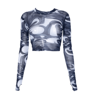 Wavy Y2K Long Sleeve Top | Dark Coquette Aesthetic & Acubi Style