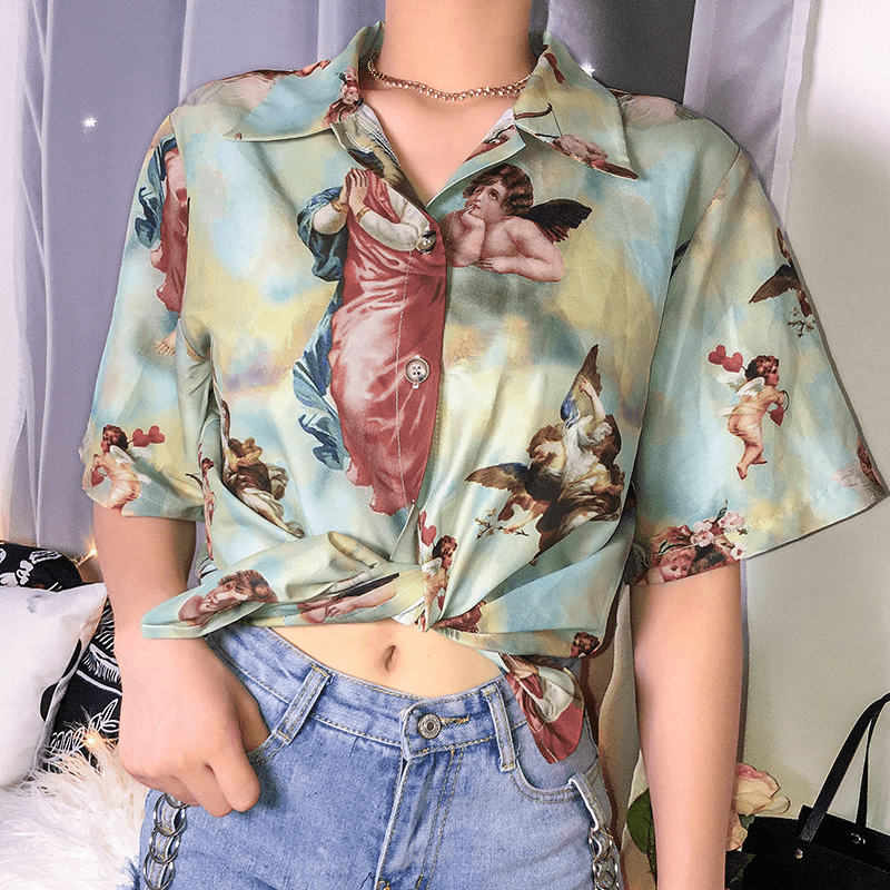 Y2K Aesthetic Angel Shirt - Coquette Style with Soft Girl Vibes