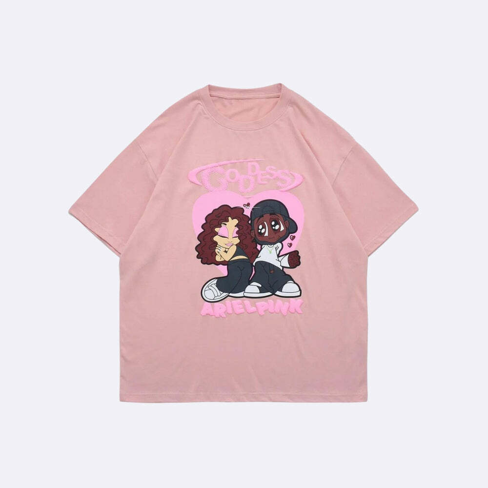 Y2K Aesthetic Ariel Pink Cute Couple Tee - Coquette & Acubi Style