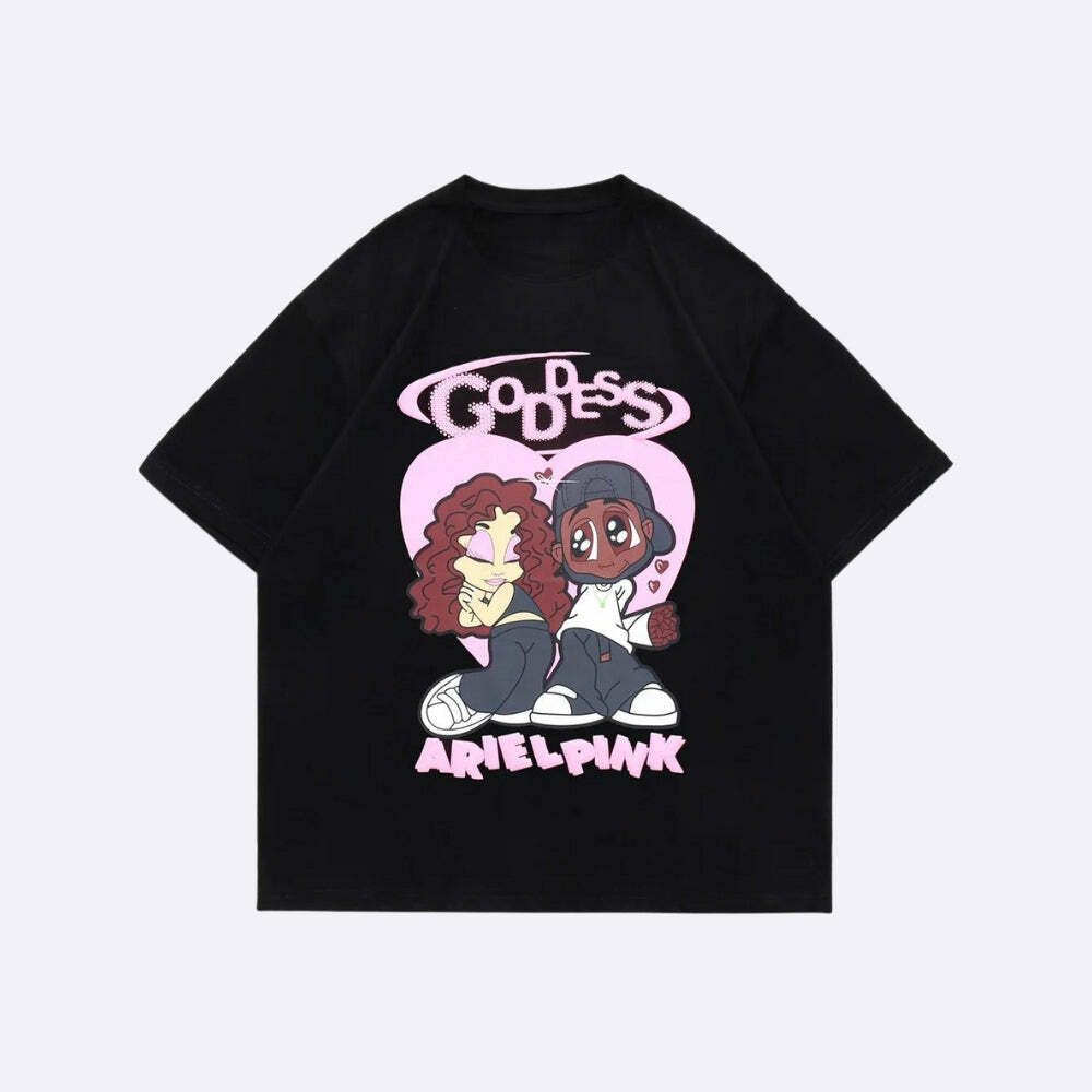 Y2K Aesthetic Ariel Pink Cute Couple Tee - Coquette & Acubi Style