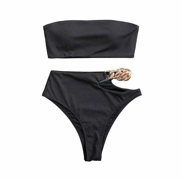 Y2K Aesthetic Bikini with Chain - Coquette Style Swimwear