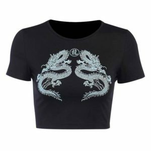 Y2K Aesthetic Chinese Dragon T-Shirt - Coquette & Acubi Style