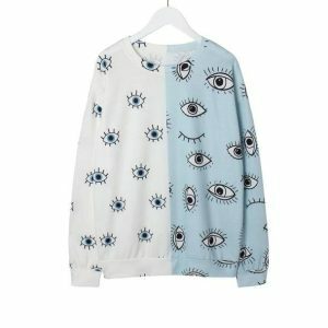 Y2K Aesthetic Eye Print Sweatshirt - Coquette & Acubi Style Top