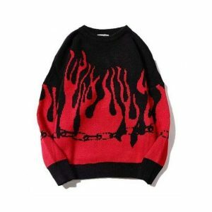 Y2K Aesthetic Flame Sweater - Coquette Style for Trendy Outfits