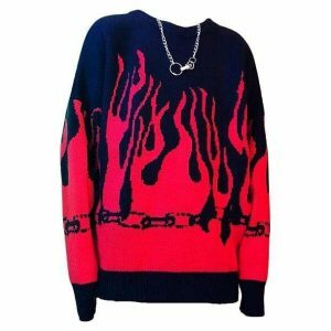 Y2K Aesthetic Flame Sweater - Coquette Style for Trendy Outfits