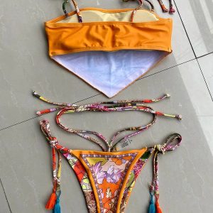 Y2K Aesthetic Floral Bandana Scarf & Bikini Set for Coquette Style