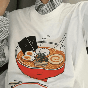 Y2K Aesthetic Ramen Noodles T-Shirt | Coquette & Acubi Fashion