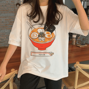 Y2K Aesthetic Ramen Noodles T-Shirt | Coquette & Acubi Fashion