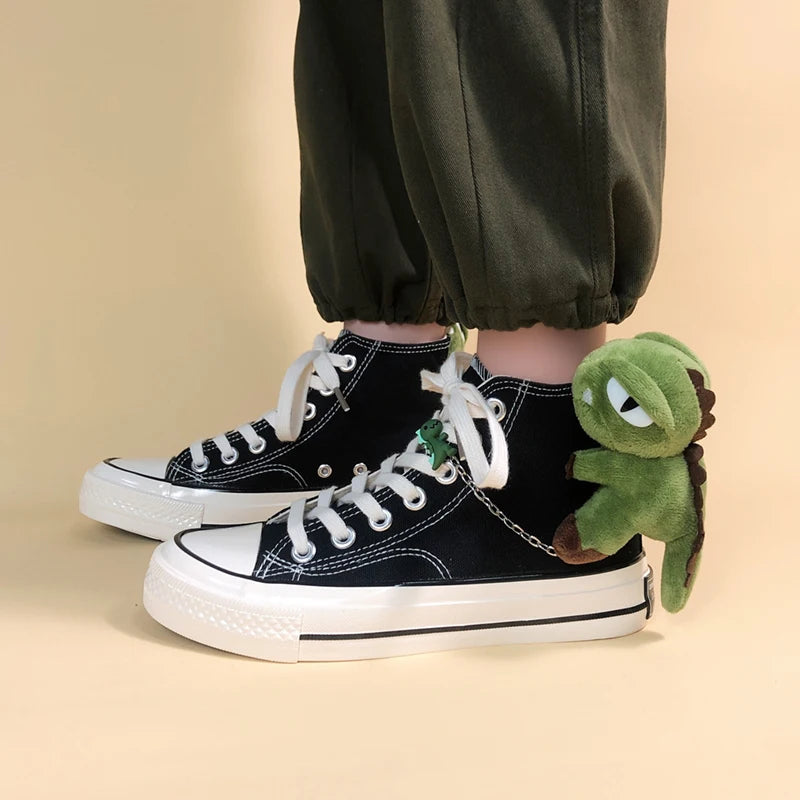 Y2K Aesthetic Weirdcore Dinosaur Canvas Shoes for Unique Style