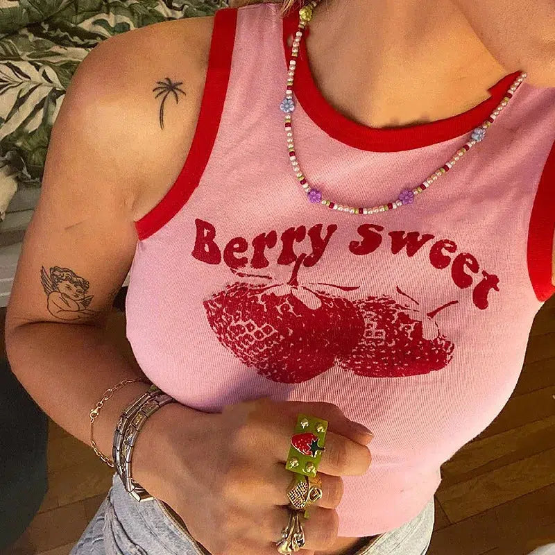 Y2K Berry Sweet Crop Top - Coquette Style with Soft Girl Aesthetic