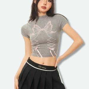 Y2K Butterfly Crop Top - Coquette Style Aesthetic for Trendy Outfits