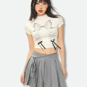 Y2K Butterfly Crop Top - Coquette Style Aesthetic for Trendy Outfits