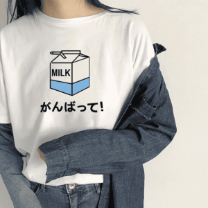 Y2K Cartoon Milk Tee - Aesthetic Coquette Style for Trendy Outfits