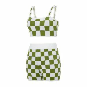 Y2K Checkered Crop Top & Shorts Set | Acubi Fashion & Coquette Style