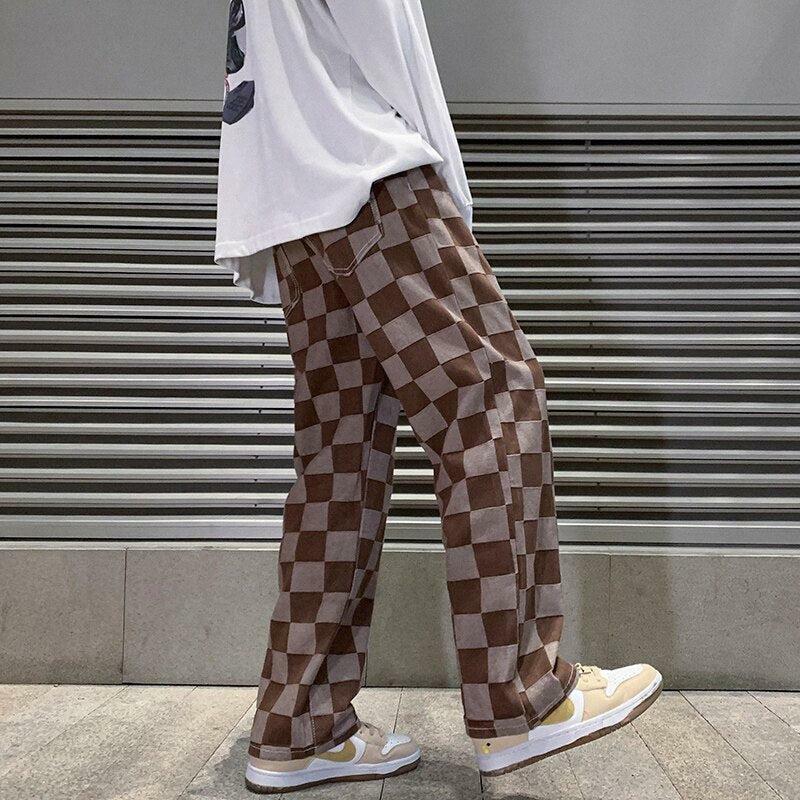 Y2K Checkered Pants - Acubi Fashion, Coquette Style, Aesthetic Outfit