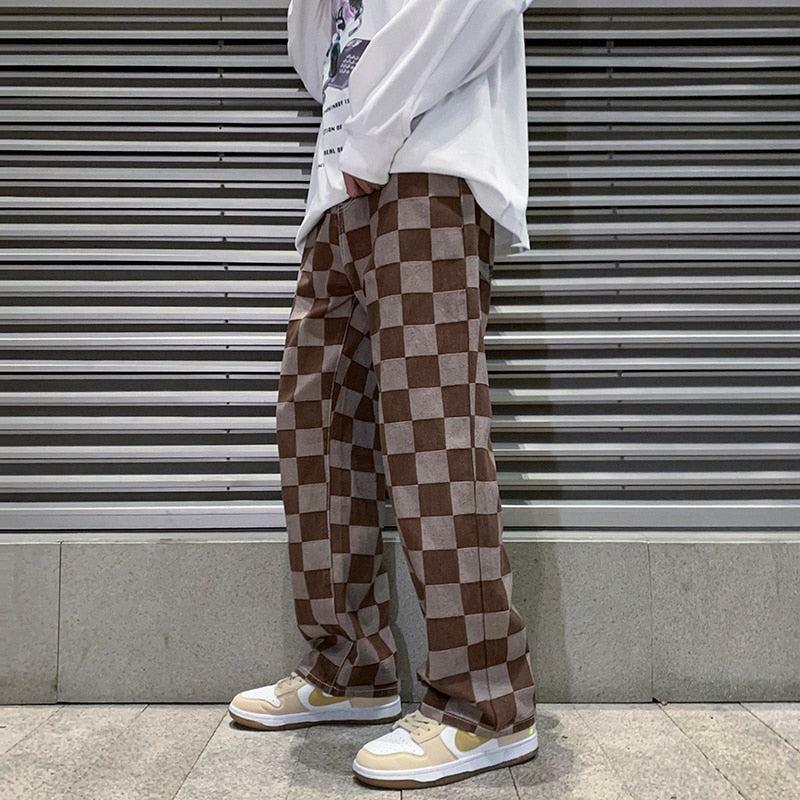 Y2K Checkered Pants - Acubi Fashion, Coquette Style, Aesthetic Outfit