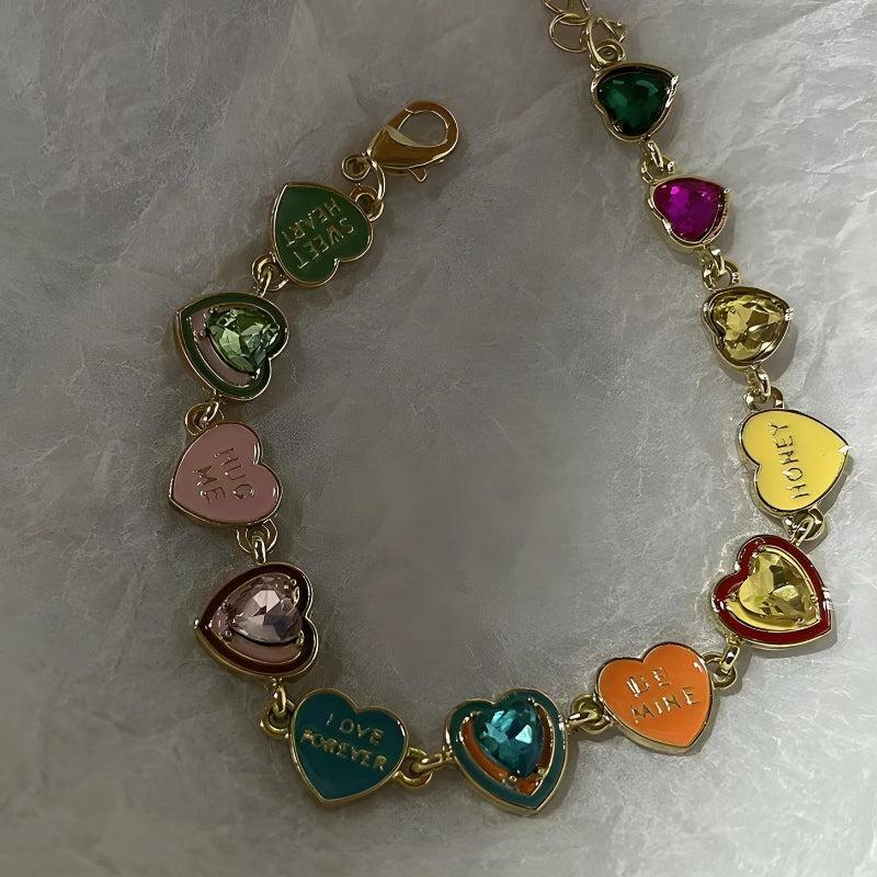 Y2K Colorful Heart Bracelet - Aesthetic Coquette Jewelry for Every Style