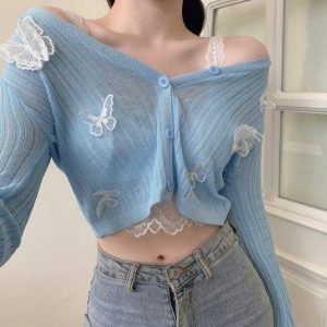 Y2K Coquette Butterfly Cardigan - Soft Girl Aesthetic Fashion Top