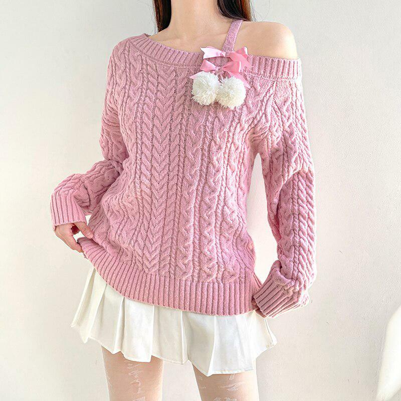 Y2K Coquette Cut-Out Knit Sweater - Soft Girl Aesthetic Fashion Top