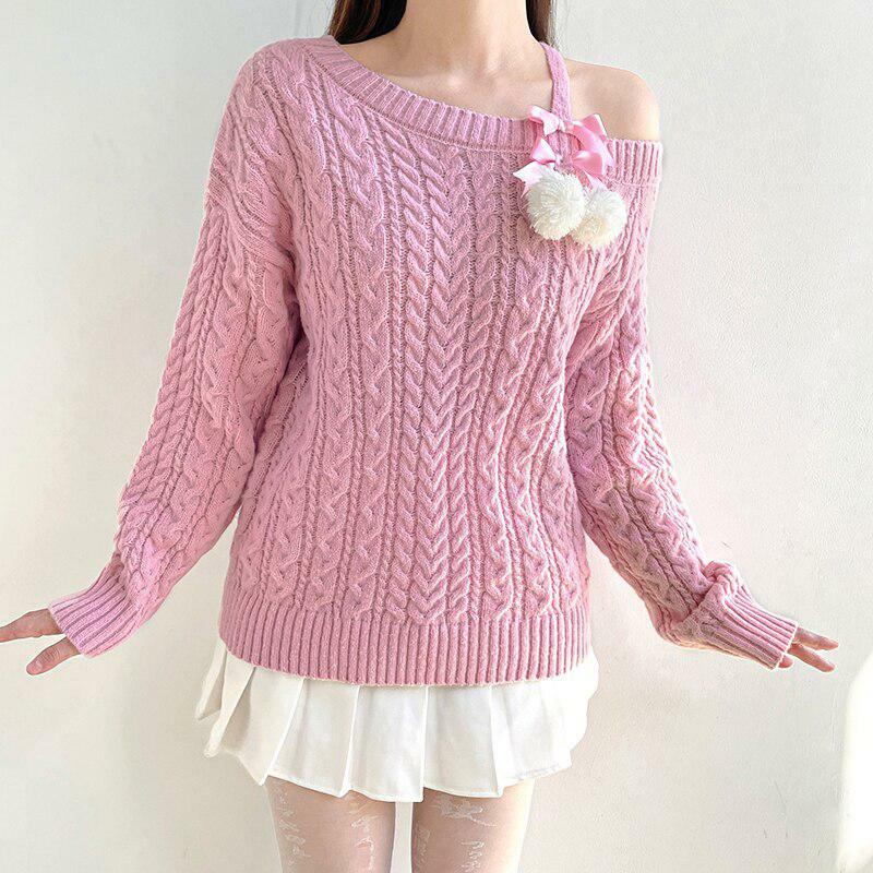 Y2K Coquette Cut-Out Knit Sweater - Soft Girl Aesthetic Fashion Top