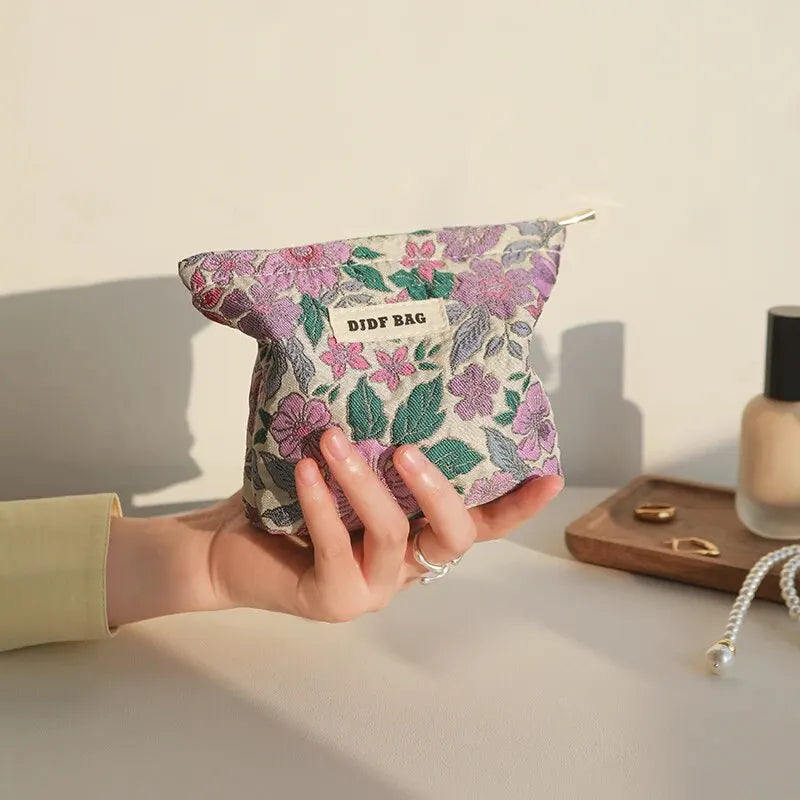 Y2K Coquette Floral Mini Makeup Bag - Soft Girl Aesthetic Accessory