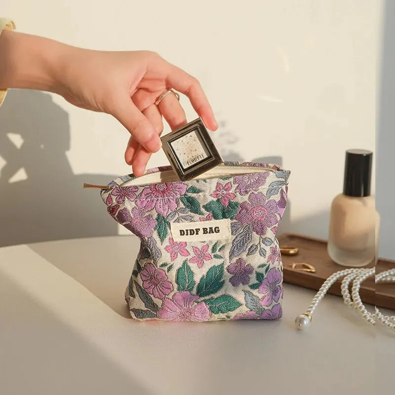 Y2K Coquette Floral Mini Makeup Bag - Soft Girl Aesthetic Accessory