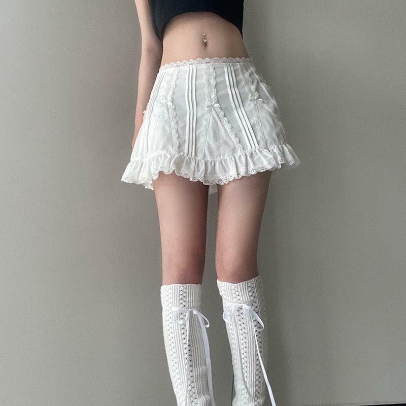 Y2K Coquette Frill Hem Mini Skirt - Soft Girl Aesthetic Fashion Piece