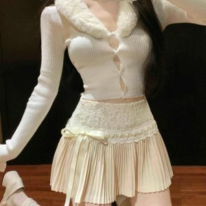 Y2K Coquette Lace Pleated Mini Skirt - Soft Girl Aesthetic Fashion