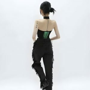 Y2K Cropped Halter Top - Dark Coquette Aesthetic with Soft Girl Vibes