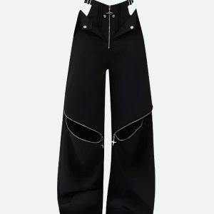 Y2K Cut Out Waist Pants - Dark Coquette Aesthetic for Trendy Outfits