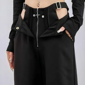 Y2K Cut Out Waist Pants - Dark Coquette Aesthetic for Trendy Outfits