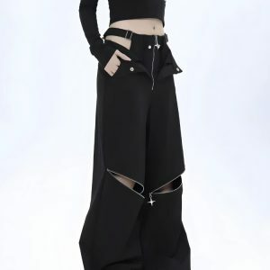 Y2K Cut Out Waist Pants - Dark Coquette Aesthetic for Trendy Outfits