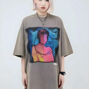 Y2K Fashion Abstract Tee: Coquette Style with Soft Girl Aesthetic