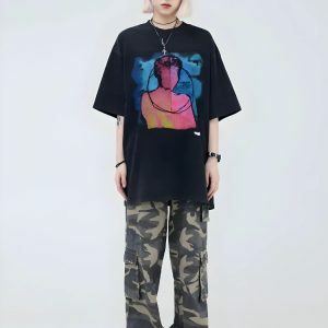 Y2K Fashion Abstract Tee: Coquette Style with Soft Girl Aesthetic