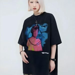 Y2K Fashion Abstract Tee: Coquette Style with Soft Girl Aesthetic