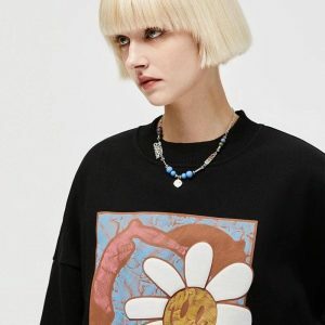 Y2K Fashion Acubi Style Sweatshirt - Dark Coquette Aesthetic Top