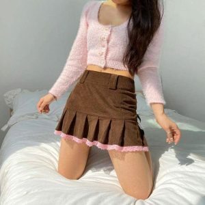 Y2K Fashion Aesthetic Corduroy Skirt - Coquette Style & Soft Girl Era