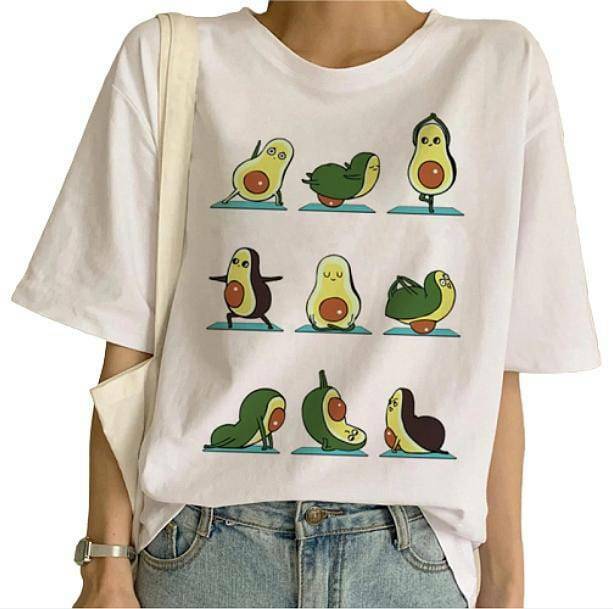 Y2K Fashion Avocado Yoga T-Shirt - Coquette Style Aesthetic Tee