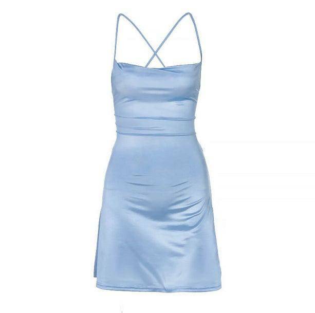 Y2K Fashion Backless Blue Dress - Coquette Style with Soft Girl Aesthetic