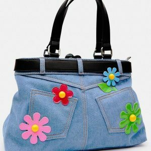 Y2K Fashion Belted Denim Handbag - Acubi Style for Aesthetic Outfits