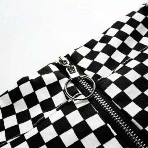 Y2K Fashion Black and White Checkerboard Skirt - Coquette Aesthetic Style