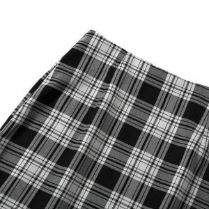 Y2K Fashion Black and White Plaid Mini Skirt - Coquette Aesthetic Style