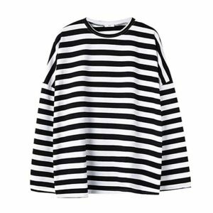 Y2K Fashion Black and White Striped Sweatshirt - Coquette Aesthetic Top