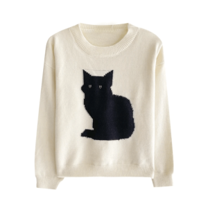 Y2K Fashion Black Kitty Sweater - Coquette Style for Aesthetic Outfits