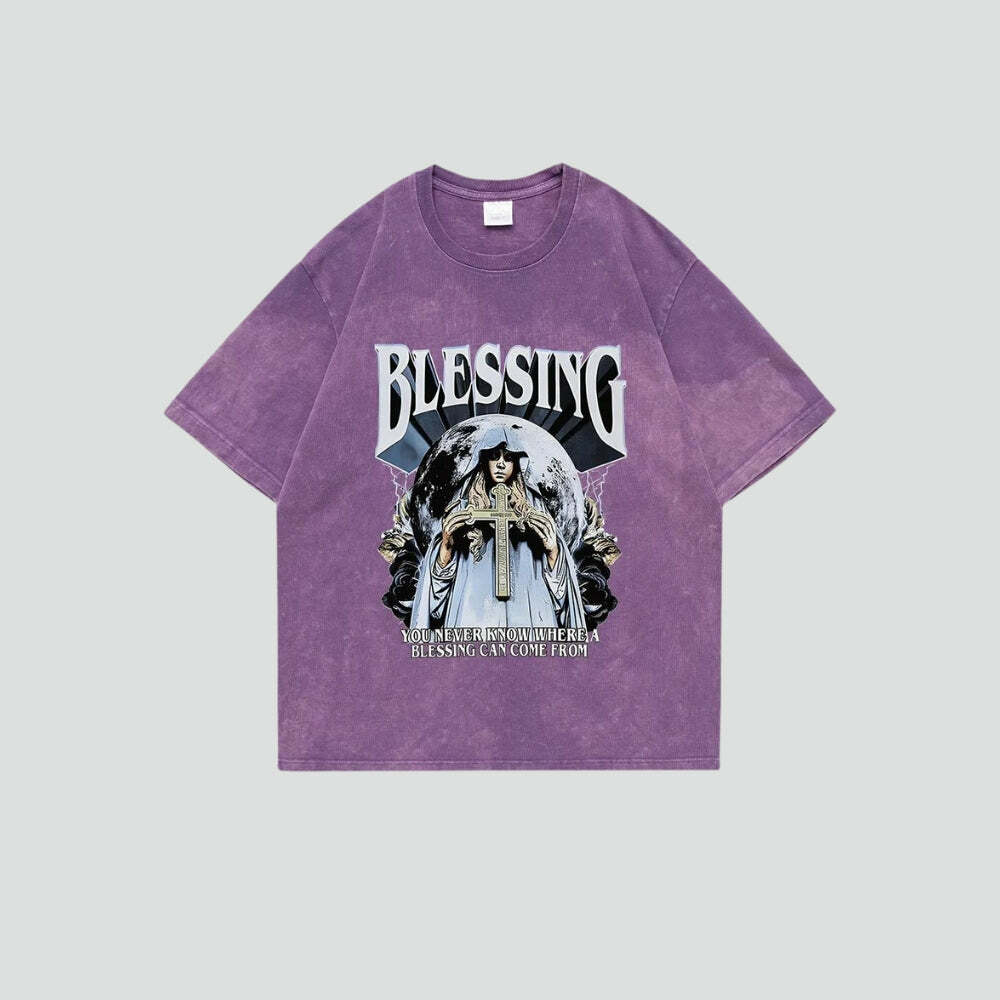 Y2K Fashion Blessing Tee: Dark Coquette Aesthetic with Soft Girl Vibes