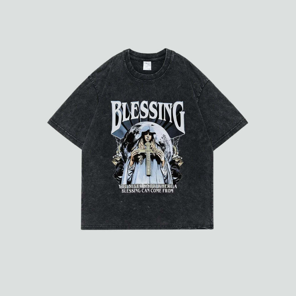 Y2K Fashion Blessing Tee: Dark Coquette Aesthetic with Soft Girl Vibes