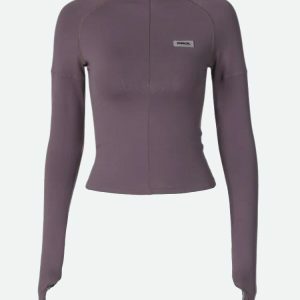 Y2K Fashion Bodycon Half Zip-Up Top - Dark Coquette & Acubi Style